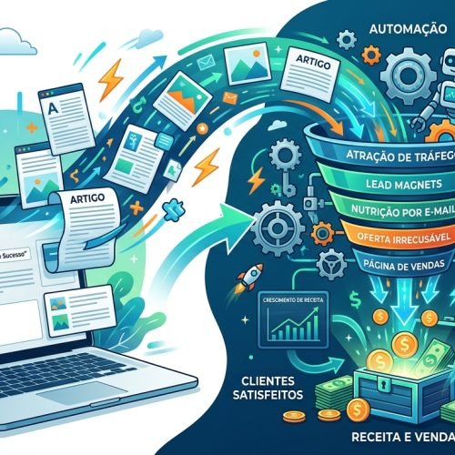 Blog WordPress se transformando em uma máquina de vendas com engrenagens e setas de conversão