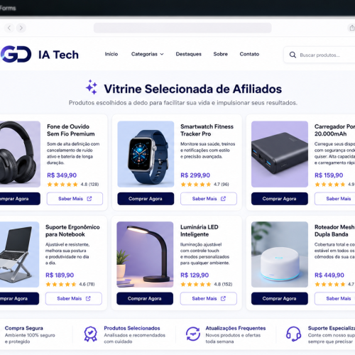 Vitrine de produtos afiliados no WordPress com design moderno